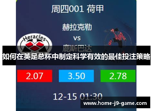 如何在英足总杯中制定科学有效的最佳投注策略 如何在英足总杯中制定科学有效的最佳投注策略