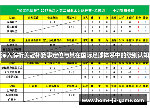 深入解析美冠杯赛事定位与其在国际足球体系中的级别认知